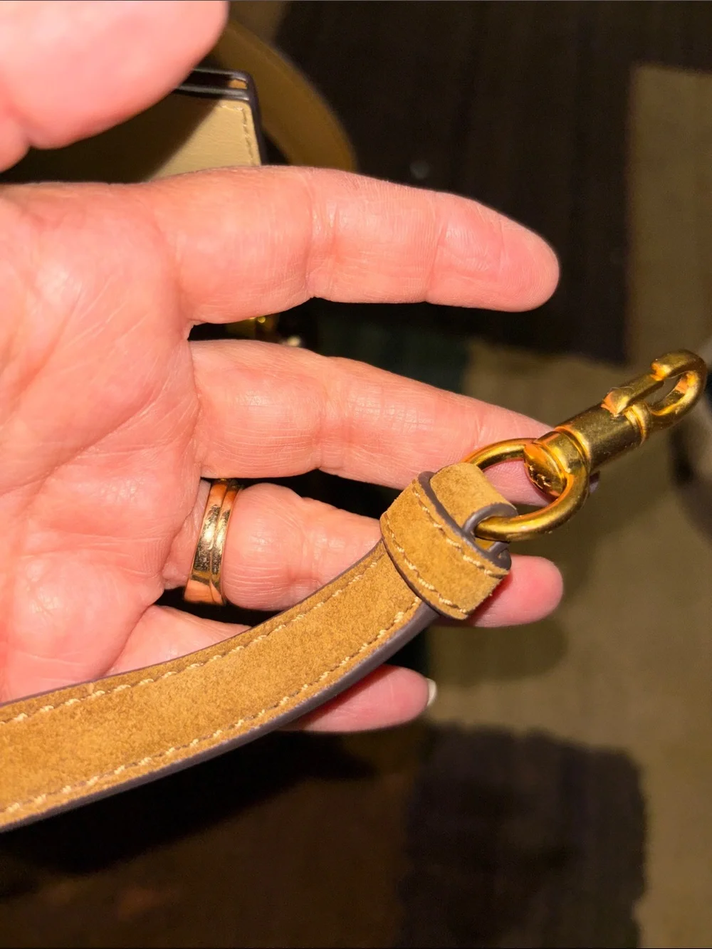 Tory Burch Lee Radzwill Suede Shoulder Bag in Tan with Gold Hardware